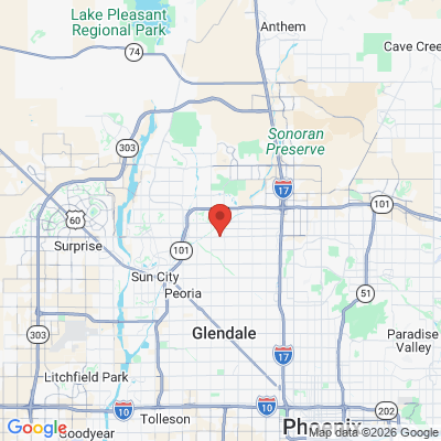 Map to Paseo Family Dental & Dentures office in Glendale, AZ