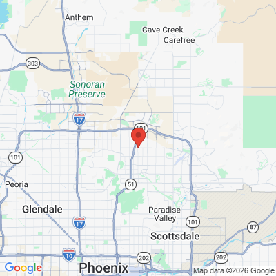 Map to Paradise Valley Family Dental office in Phoenix, AZ