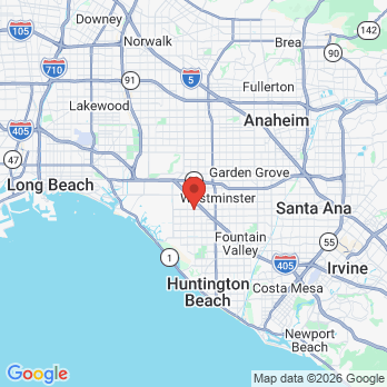 Map to Olive Dental Group office in Huntington Beach, CA