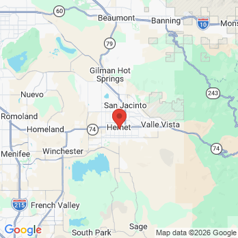 Map to Dunn and Platts Dental office in Hemet, CA