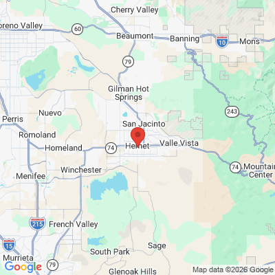Map to Dunn and Platts Dental office in Hemet, CA