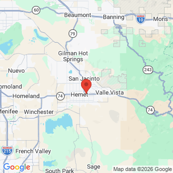Map to Formica Family Dental  -- In the Chase Bank Building office in Hemet, CA