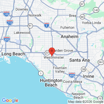Map to family dentistry office in Westminster, CA