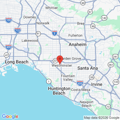Map to family dentistry office in Westminster, CA
