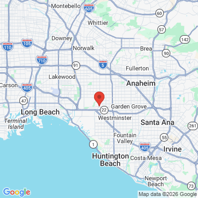 Map to Andrade Dental Family office in Garden Grove, CA