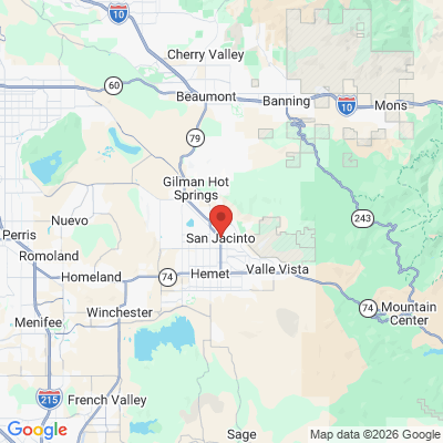 Map to San Jacinto Dental Center office in San Jacinto, CA