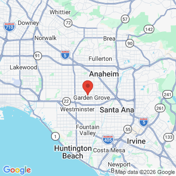 Map to broookhurst dental group office in Garden Grove, CA