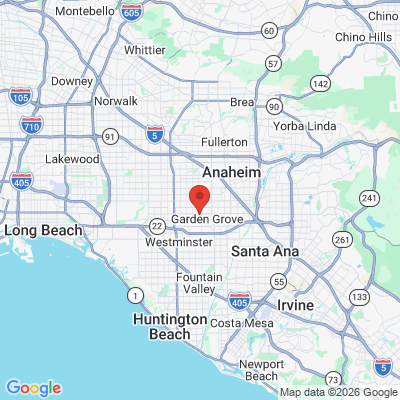 Map to broookhurst dental group office in Garden Grove, CA