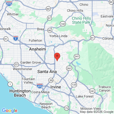 Map to Orange Hill Dental Group office in Orange, CA
