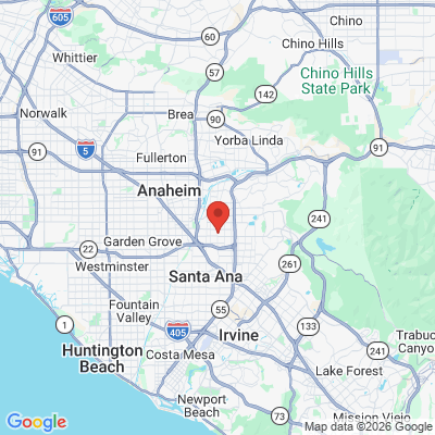 Map to Glassell Dental office in Orange, CA