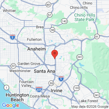 Map to Orange County Dental Care office in Orange, CA