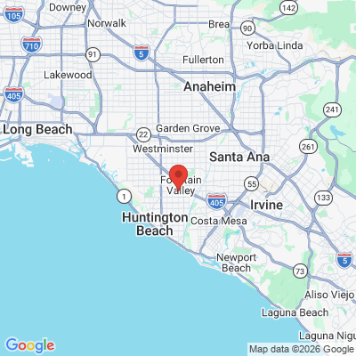 Map to Fountain Valley Dentistry office in Fountain Valley, CA