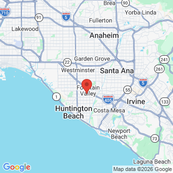 Map to Fountain Valley Dentistry office in Fountain Valley, CA