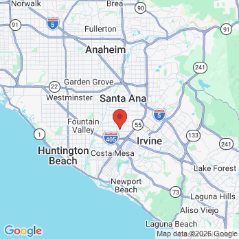 Map to Bright Now Dental  office in Santa Ana, CA