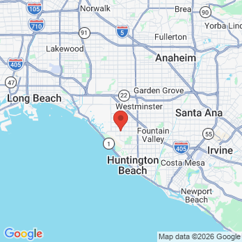 Map to WarnerDale Dental Practice office in Huntington Beach, CA