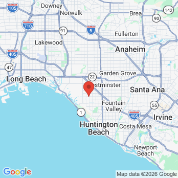 Map to Dental Associates of Huntington Beach office in Huntington Beach, CA
