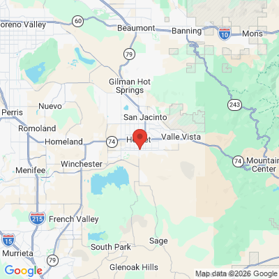 Map to Dr. Vimal Patel, DDS  office in Hemet, CA