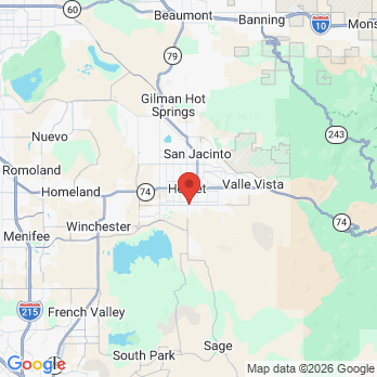 Map to Dr. Vimal Patel, DDS  office in Hemet, CA