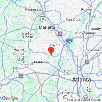Map to Patrick Family Dental Care office in Smyrna, GA