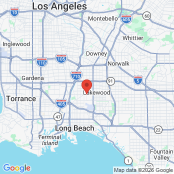 Map to The Lakewood Dentist office in Lakewood, CA