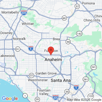 Map to Brite Dental Group office in Anaheim, CA