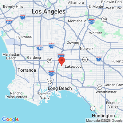 Map to National Dental office in Long Beach, CA