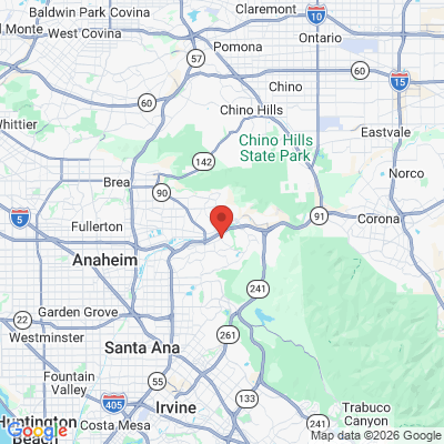 Map to Anaheim Hills Dentistry office in Anaheim, CA
