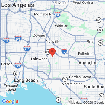 Map to True Care Dental office in Artesia, CA
