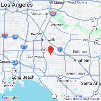 Map to Jay M. Azling, DDS & Associates office in Cerritos, CA