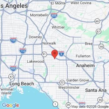 Map to Cerritos Plaza Dentistry office in Cerritos, CA
