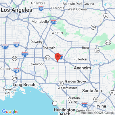 Map to Samuel Au DDS. Inc. office in La Palma, CA