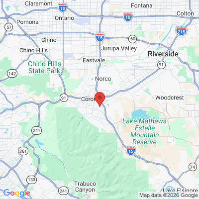 Map to A Family Dental Practice office in Corona, CA