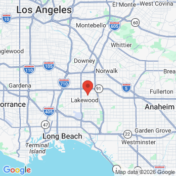 Map to Lakewood Cerritos Dental Center office in Lakewood, CA