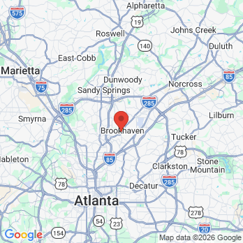 Map to Brookhaven Dental Group office in Brookhaven, GA