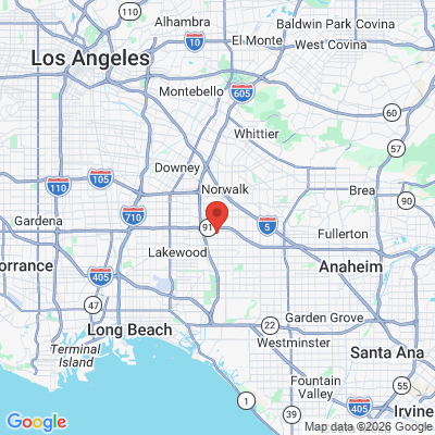Map to Aarti Shah DDS inc office in Artesia, CA