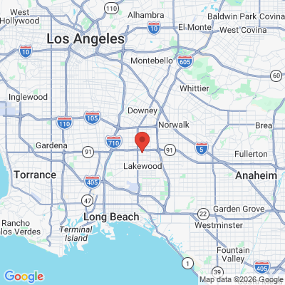 Map to Cedar Smiles Dentistry office in Bellflower, CA