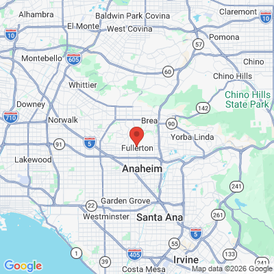 Map to Fullerton Oral Surgery office in Fullerton, CA