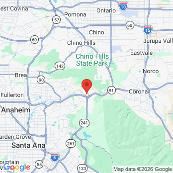 Map to Dr. Ali Modarres, DDS office in Yorba Linda, CA