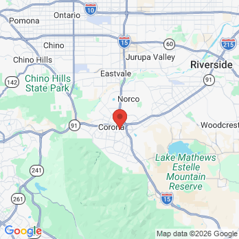 Map to Yabar Dental group office in Corona, CA