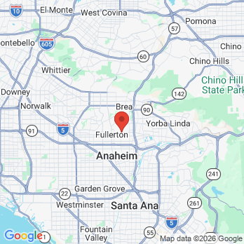 Map to Fullerton Dental and Implants  office in Fullerton, CA