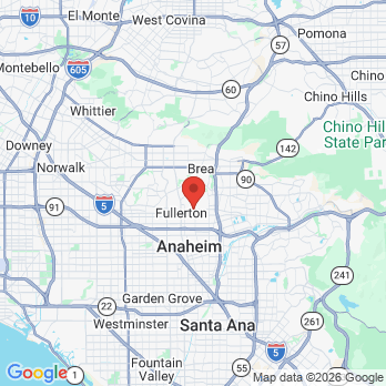Map to Fullerton Craft Smiles Dental office in Fullerton, CA
