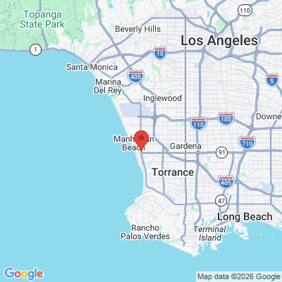 Map to Greene and Wood Family Dentistry office in Manhattan Beach, CA