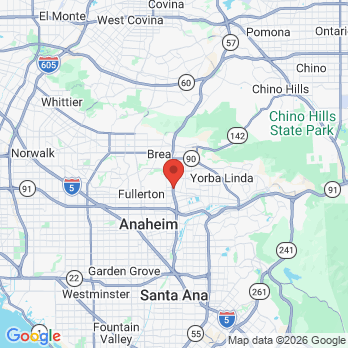 Map to Fullerton Dental Art office in Fullerton, CA