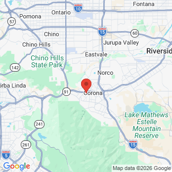 Map to Sixth & Smith Dental care office in Corona, CA
