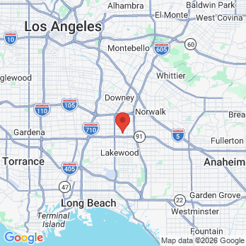 Map to Flower street dental office in Bellflower, CA