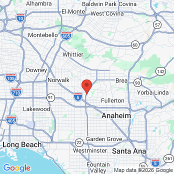 Map to Dr.Kim's Dental Clinic office in Buena Park, CA
