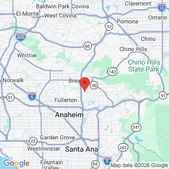 Map to Aava Dental  office in Fullerton, CA