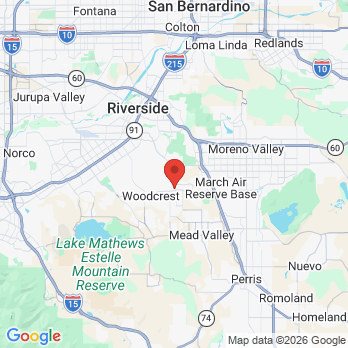 Map to Orangecrest Family Dental Practice office in Riverside, CA