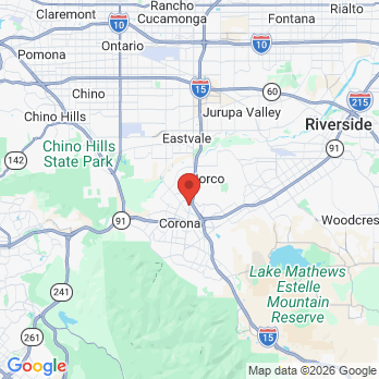 Map to Hidden Valley Dental Group office in Norco, CA