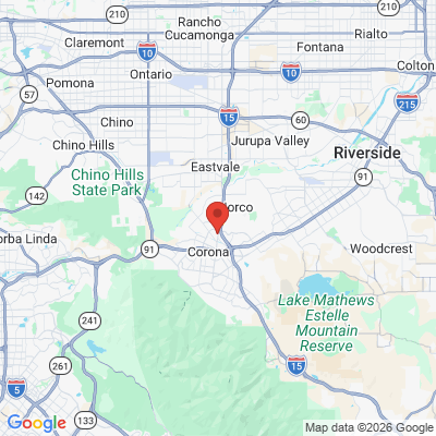 Map to Hidden Valley Dental Group office in Norco, CA